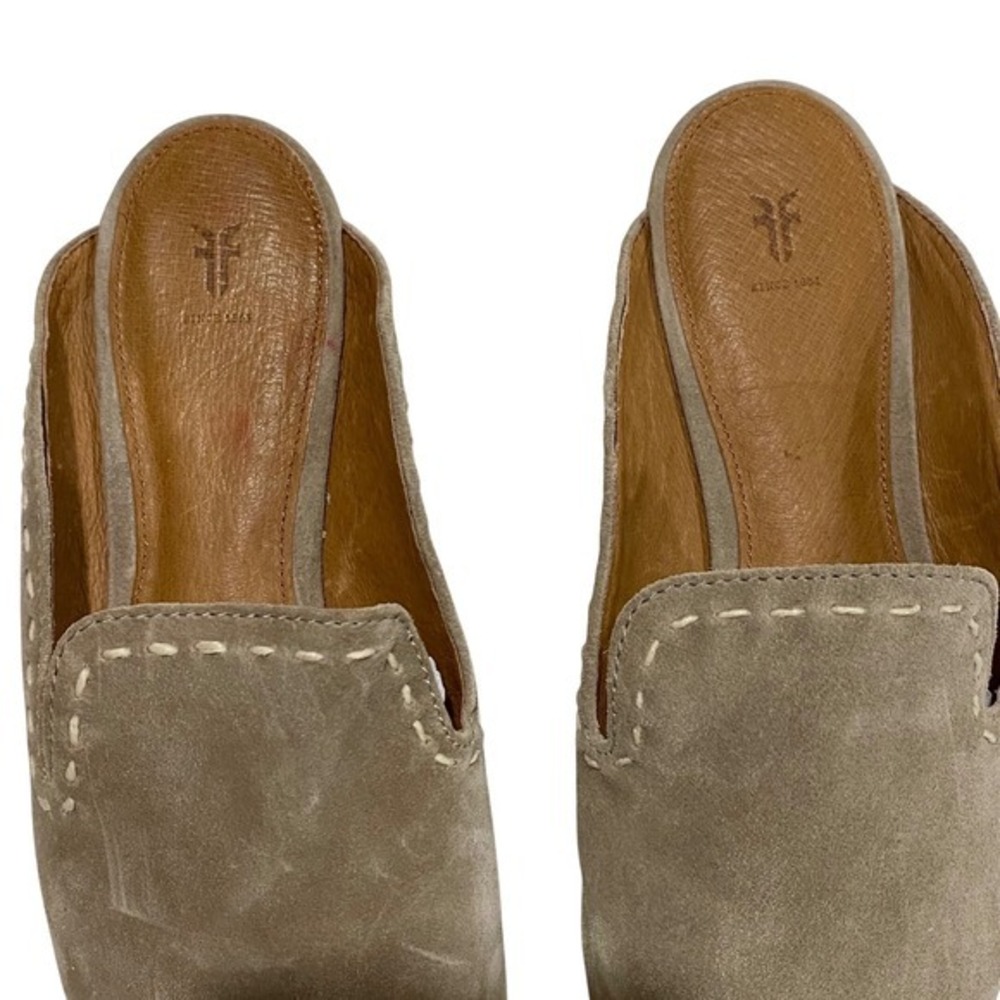 Frye Gwen Pickstitch Leather Slide Mule Ash Beige 8.5 Boho Western Casual Spring - Picture 6 of 8